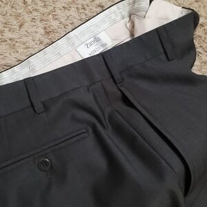Zanella Dress Trousers Mens 35 Charcoal Grey 100% Wool Flat Front Made in Italy